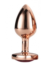 Золотистая анальная втулка с кристаллом-сердечком розового цвета - 7,1 см. - Dream Toys - купить с доставкой в Оренбурге