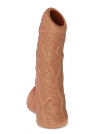 Телесная открытая насадка-реалистик с подхватом мошонки Nude Sleeve L - 14 см. - KOKOS - в Оренбурге купить с доставкой