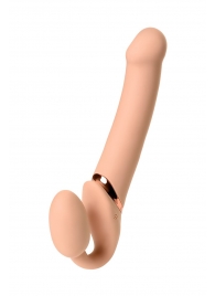 Телесный безремневой вибрострапон Vibrating Bendable Strap-On L - Strap-on-me - купить с доставкой в Оренбурге