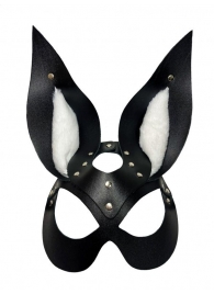 Черная маска зайки с белым мехом на ушках Miss Bunny - БДСМ Арсенал - купить с доставкой в Оренбурге