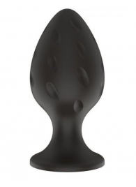 Черная малая силиконовая анальная пробка с рельефом в виде углублений - Свободный ассортимент