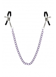 Зажимы для сосков с фиолетовой цепочкой Sweet Caress Nipple Chain - Sweet Caress - купить с доставкой в Оренбурге