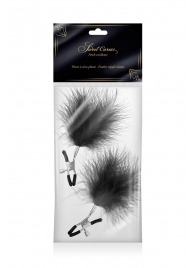 Зажимы на соски с черными пуховыми кисточками Sweet Caress Feather Nipple Clumps - Sweet Caress - купить с доставкой в Оренбурге