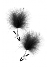Зажимы на соски с черными пуховыми кисточками Sweet Caress Feather Nipple Clumps - Sweet Caress - купить с доставкой в Оренбурге