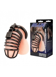 Черная металлическая клетка с замком Deluxe Chastity Cage - BlueLine - купить с доставкой в Оренбурге