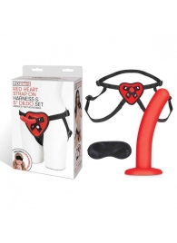 Красный поясной фаллоимитатор Red Heart Strap on Harness   5in Dildo Set - 12,25 см. - Lux Fetish - купить с доставкой в Оренбурге