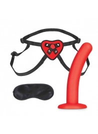 Красный поясной фаллоимитатор Red Heart Strap on Harness   5in Dildo Set - 12,25 см. - Lux Fetish - купить с доставкой в Оренбурге