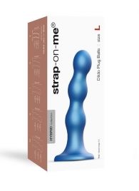 Голубая насадка Strap-On-Me Dildo Plug Balls size L - Strap-on-me - купить с доставкой в Оренбурге