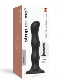 Черная насадка Strap-On-Me Dildo Geisha Balls size M - Strap-on-me - купить с доставкой в Оренбурге