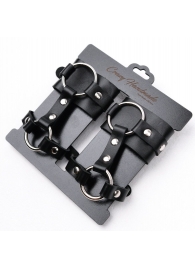 Черные наручники с креплением на кисть руки - Crazy Handmade - купить с доставкой в Оренбурге