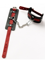 Черные оковы с красным декором и заклепками - Crazy Handmade - купить с доставкой в Оренбурге