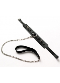 Черный ошейник с шипами и поводком - Crazy Handmade - купить с доставкой в Оренбурге