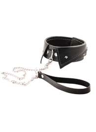 Черный ошейник-воротничок с металлическим поводком - Crazy Handmade - купить с доставкой в Оренбурге