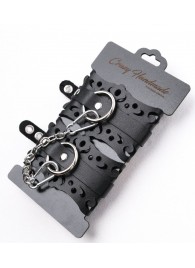 Ажурные наручники из черной кожи - Crazy Handmade - купить с доставкой в Оренбурге