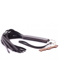 Черная кожаная плеть с удобной ручкой - 50 см. - Crazy Handmade - купить с доставкой в Оренбурге