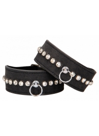 Черные наручники Diamond Studded Wrist Cuffs - Shots Media BV - купить с доставкой в Оренбурге