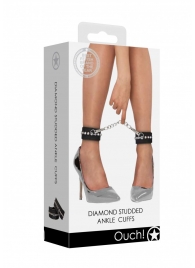 Черные поножи Diamond Studded Ankle Cuffs - Shots Media BV - купить с доставкой в Оренбурге