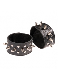 Чёрные напульсники с шипами и заклепками - Sitabella - купить с доставкой в Оренбурге