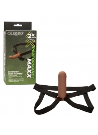 Коричневый фаллопротез из силикона Extension with Harness - 15,75 см. - California Exotic Novelties - купить с доставкой в Оренбурге