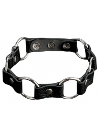 Кожаный черный ошейник с кольцами - Sitabella - купить с доставкой в Оренбурге