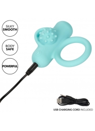 Аквамариновое эрекционное виброкольцо Silicone Rechargeable Nubby Lover’s Delight - California Exotic Novelties - в Оренбурге купить с доставкой