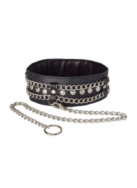 Чёрный ошейник с цепочками и поводком - Sitabella - купить с доставкой в Оренбурге