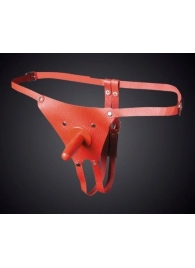 Красные кожаные универсальные трусики со штырьком для насадок - Sitabella - купить с доставкой в Оренбурге