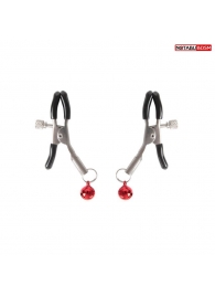 Серебристые зажимы на соски с шариками - Notabu - купить с доставкой в Оренбурге