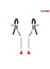 Серебристые зажимы на соски с шариками на цепочках - Notabu - купить с доставкой в Оренбурге