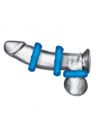 Комплект из трех голубых эрекционных колец 3-Pack Ribbed Rider Cock Ring Set - BlueLine - в Оренбурге купить с доставкой