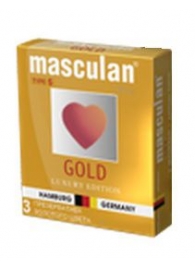 Презервативы Masculan Ultra Gold с золотым напылением и ароматом ванили - 3 шт. - Masculan - купить с доставкой в Оренбурге