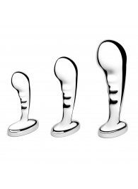 Набор из 3 стальных стимуляторов простаты Stainless Steel P-spot Training Set - b-Vibe - в Оренбурге купить с доставкой