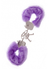 Фиолетовые меховые наручники METAL HANDCUFF WITH PLUSH LAVENDER - Dream Toys - купить с доставкой в Оренбурге