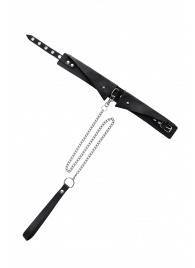 Черный кожаный ошейник-воротник с поводком - Pecado - купить с доставкой в Оренбурге