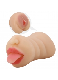 Телесный двусторонний мастурбатор Sarah - ротик и вагина - Baile - в Оренбурге купить с доставкой