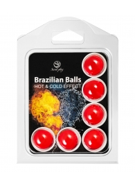 Набор из 6 шариков с массажным маслом Brazilian Balls с охлаждающим и разогревающим эффектом - Secret Play - купить с доставкой в Оренбурге