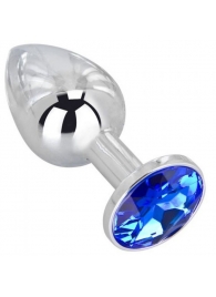 Анальное украшение BUTT PLUG  Small с синим кристаллом - 7 см. - Anal Jewelry Plug - купить с доставкой в Оренбурге