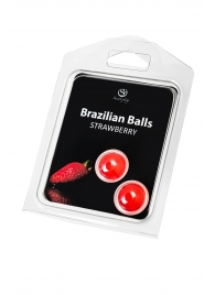 Набор из 2 шариков с массажным маслом Brazilian Balls с ароматом клубники - Secret Play - купить с доставкой в Оренбурге