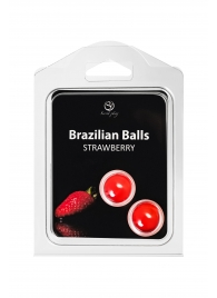 Набор из 2 шариков с массажным маслом Brazilian Balls с ароматом клубники - Secret Play - купить с доставкой в Оренбурге