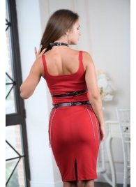 Черно-серебристая портупея-юбка plus size с цепочками - БДСМ Арсенал - купить с доставкой в Оренбурге