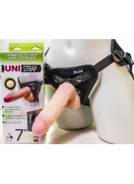 Страпон-унисекс с двумя насадками UNI strap 7  Harness - 19 и 16 см. - LOVETOY (А-Полимер) - купить с доставкой в Оренбурге