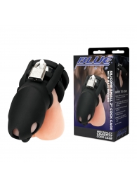 Черная клетка для пениса Silicone Small 2 in Cock Cage With Ball Divider - BlueLine - купить с доставкой в Оренбурге