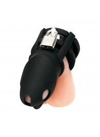 Черная клетка для пениса Silicone Small 2 in Cock Cage With Ball Divider - BlueLine - купить с доставкой в Оренбурге
