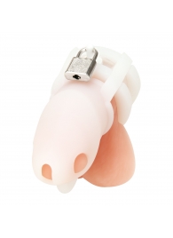 Белая клетка для пениса Silicone Small 2 in Cock Cage With Ball Divider - BlueLine - купить с доставкой в Оренбурге