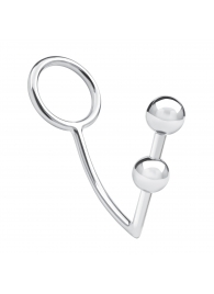 Кольцо на пенис с анальным стимулятором Two Bead Stainless Steel Anal Hook   Cock Ring - BlueLine - в Оренбурге купить с доставкой