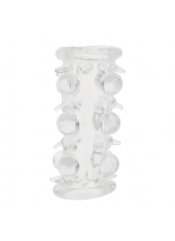 Прозрачная насадка на пенис с шипами и бугорками JELLY JOY LUST CLUSTER CLEAR - Dream Toys - в Оренбурге купить с доставкой