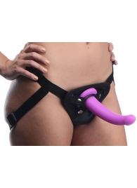 Лиловый поясной страпон Navigator Silicone G-Spot Dildo with Harness - 17,8 см. - XR Brands - купить с доставкой в Оренбурге