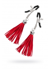 Зажимы на соски «Прищепки» с красными кисточками из замши - Pecado - купить с доставкой в Оренбурге
