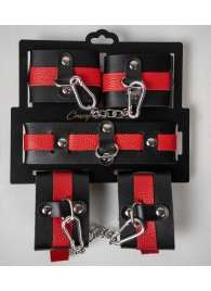 Черно-красный набор фиксаций: наручники, оковы и ошейник - Crazy Handmade - купить с доставкой в Оренбурге
