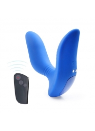 Синий вибромассажер простаты 3,5’’ Remote Control Curve P-spot Massager - 12 см. - Erokay - в Оренбурге купить с доставкой